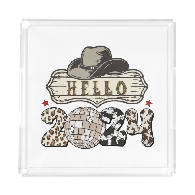 Hello 2024 Western Acrylic Tray (Front)