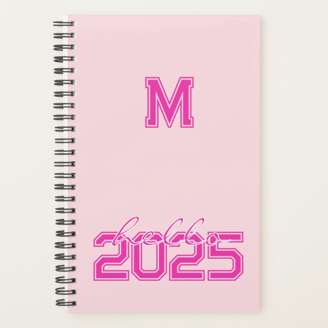 Hello 2025 Monogramed Pink Planner (Front)