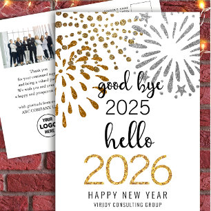 Hello 2026 Business Festive Fireworks New Year Holiday Postcard
