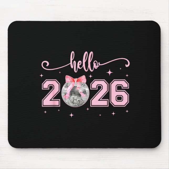 Hello 2026 Cute Nk Bow 2026 New Year's Eve Party  Mouse Pad (Front)