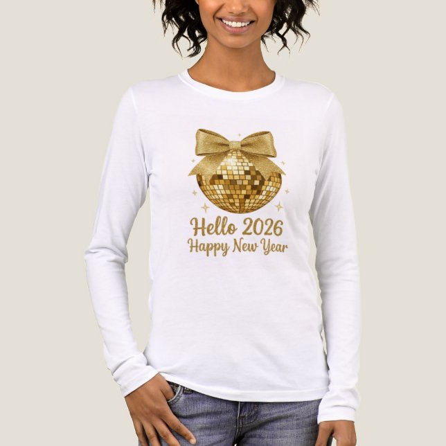  ✨ Hello 2026 Happy New Year Disco Ball T-Shirt Tri-Blend Shirt (Front)