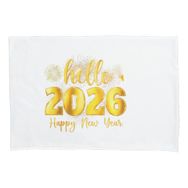 Hello 2026 Happy New Year Firework Family Pillow Case (Front)