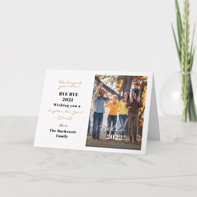Hello 2026 Happy New Year Hand Lettered Photo Holiday Card (Front)