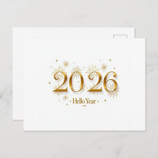 Hello 2026 Invitation –Elegant New Year Party Card (Front/Back)