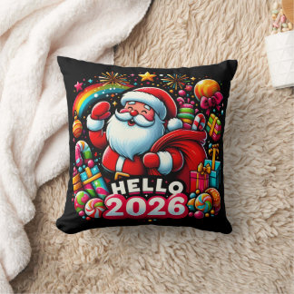 Hello 2026 Santa Claus Christmas Custom New Year  Throw Pillow