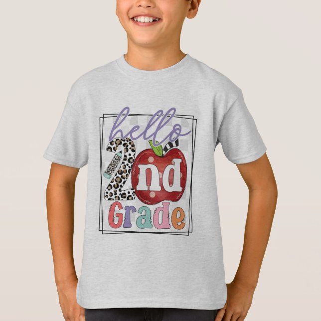 Hello 2nd Grade, Boy or Girl T-Shirt (Front)
