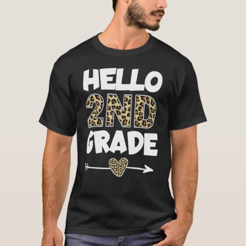 Hello 2nd Grade Leopard Print Second Grade Teacher T_Shirt