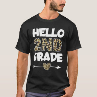 Hello 2Nd Grade Leopard Print Second Grade Teacher T-Shirt