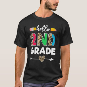Hello 2nd Grade Leopard Team Second Grade Teacher T-Shirt