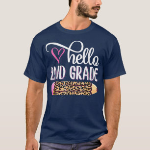 Hello 2nd Grade Leopard Tie Dye PencilCute Teacher T-Shirt