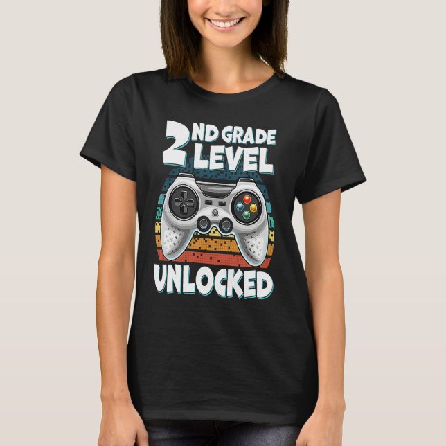Hello 2nd Grade Level Unlocked Video Game Back to  T-Shirt (Front)