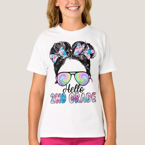Hello 2nd Grade Messy Hair Back To School T_Shirt