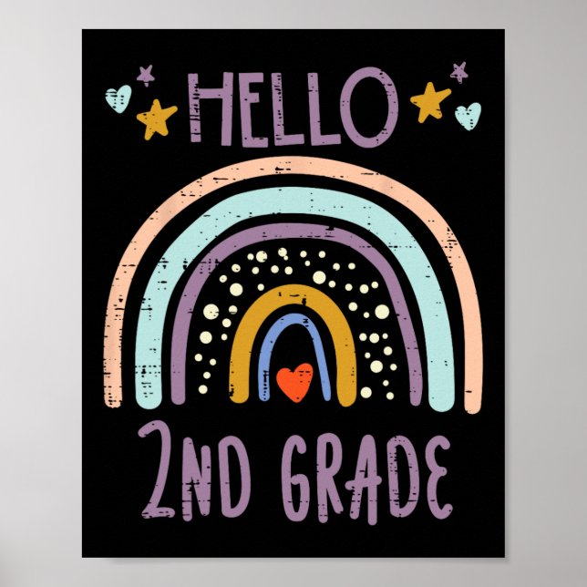 Hello 2nd Grade Second First Day Of School Girls T Poster (Front)