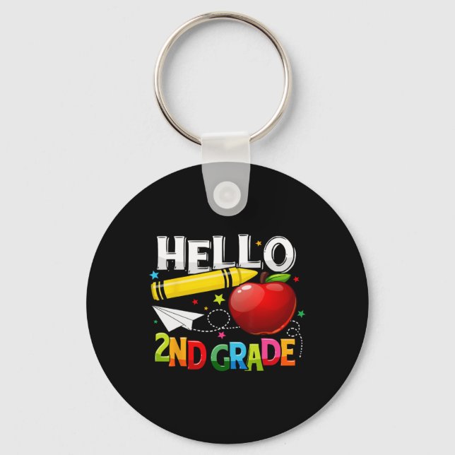 Hello 2nd grade teacher team Second grade squad gi Keychain (Front)