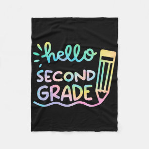 Hello 2nd Grade Tie Dye Teachers Kids Byck To Scho Fleece Blanket