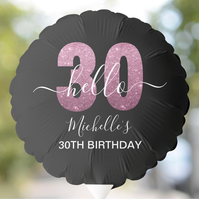 Hello 30! Funny 30th birthday Pink glitter Balloon (Creator Uploaded)