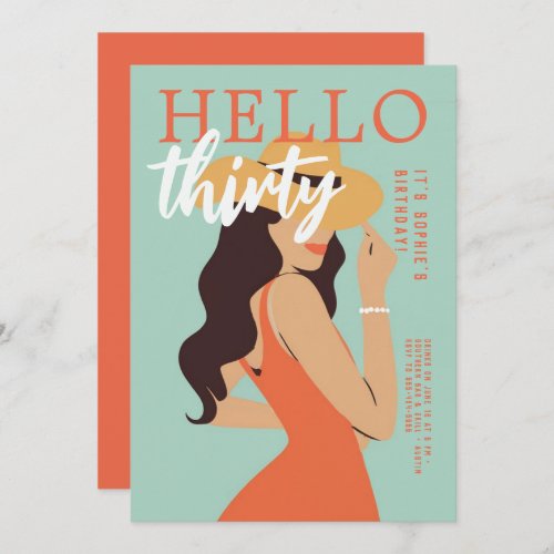 Hello 30 Retro Poster Vintage Pink 30th Birthday Invitation