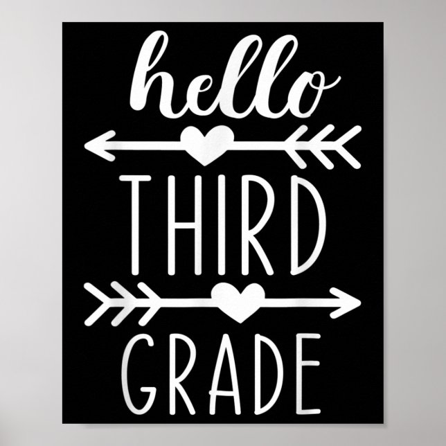Hello 3rd Grade Back To School Third Grade Student Poster (Front)