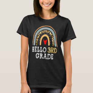 Hello 3rd Grade Leopard Rainbow Back To School Tea T-Shirt