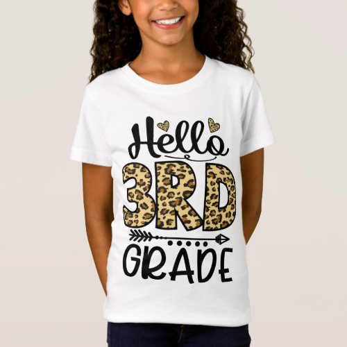 Hello 3rd Grade Leopard Teacher Students Back To T_Shirt