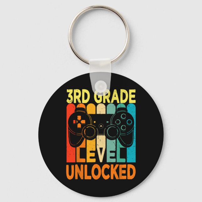 Hello 3rd Grade Level Unlocked Video Game Back To  Keychain (Front)