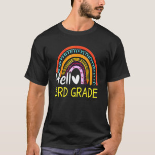 Hello 3rd Grade Teacher Back To School Rainbow Stu T-Shirt