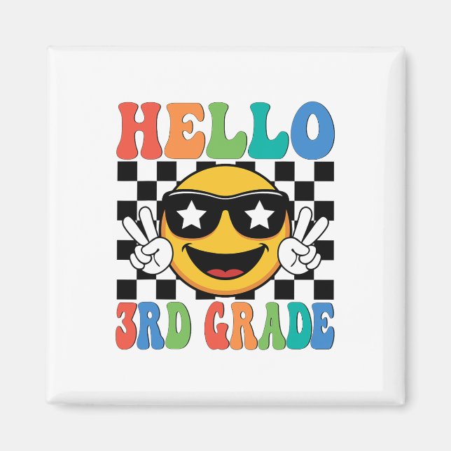 Hello 3rd Grade Third Grade Teacher Boy Girl Back  Magnet (Front)