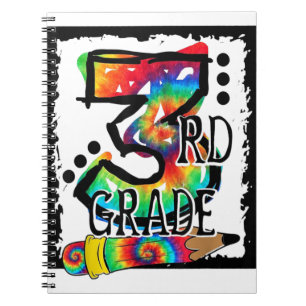 Hello 3rd Grade Third Grade Teacher Tie Dye Back T Notebook