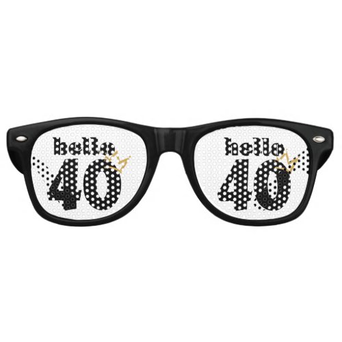 Hello 40 Birthday Crown Retro Sunglasses