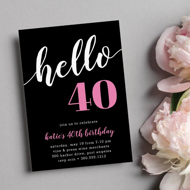 Hello 40 | Milestone Birthday Party Invitation