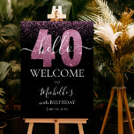 Hello 40! Modern 40th birthday with Pink glitter Foam Board<br><div class="desc">Hello 30! Invite your friends and family to celebrate the 30th birthday with this modern design. The design features a black background, the numbers thirty in faux pink glitter, with an elegant glitter gold background, elegant calligraphy, a modern birthday template that is easy to customize, Don't think twice and get...</div>