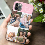 Hello! 4 Photo Collage Pretty Pink Personalized iPhone 11 Pro Max Case<br><div class="desc">Create your own custom Phone case for iphone 11 pro max and many other models. The design features a grid style photo collage with 4 of your favorite photos, your name and the word hello! The photo template is set up ready for you to add your photos, working clockwise from...</div>