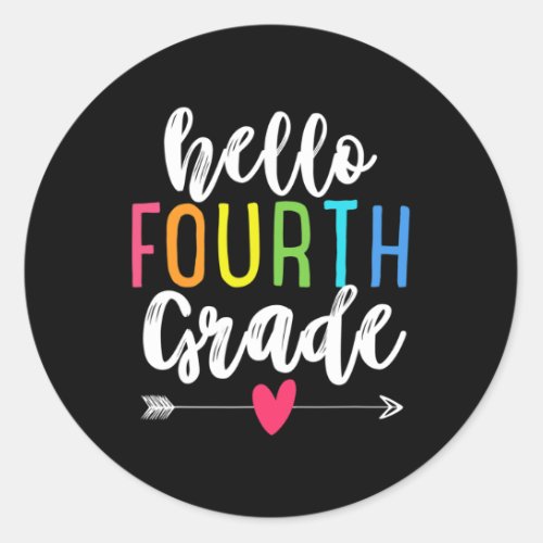 Hello 4th Fourth Grade  Back To School Fun Kids Gi Classic Round Sticker