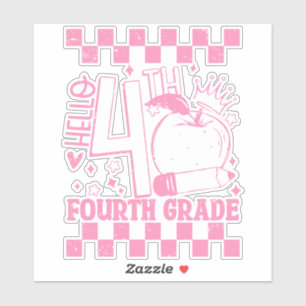 Hello 4th Fourth Grade Back To School Teacher Pink Sticker