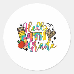 Hello 4th Grade Ck To School Fourth Grade Teacher  Classic Round Sticker