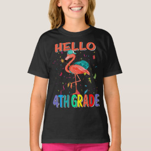 Hello 4th Grade Flamingo Back To School T-Shirt