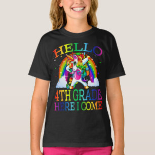 Hello 4th Grade Here I Come Unicorn Back To School T-Shirt