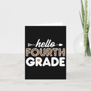 Hello 4th Grade Leopard Print Fourth Grade Teacher Card