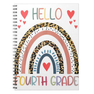 Hello 4th Grade Leopard Rainbow Fourth Grade Back Notebook
