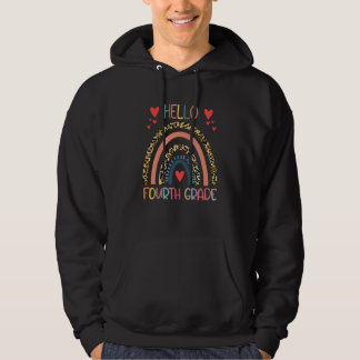 Hello 4th Grade Leopard Rainbow Fourth Grade Hoodie