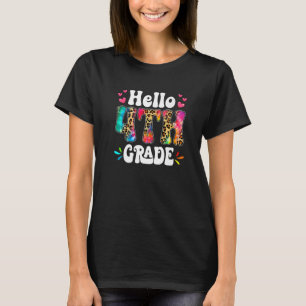 Hello 4th Grade Leopard Tie Dye Back To School Fir T-Shirt
