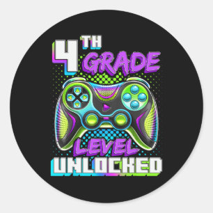 Hello 4th Grade Level Unlocked Video Game Ck To Sc Classic Round Sticker
