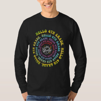 Hello 4th Grade Spiral Groovy Vintage First Day Of T-Shirt