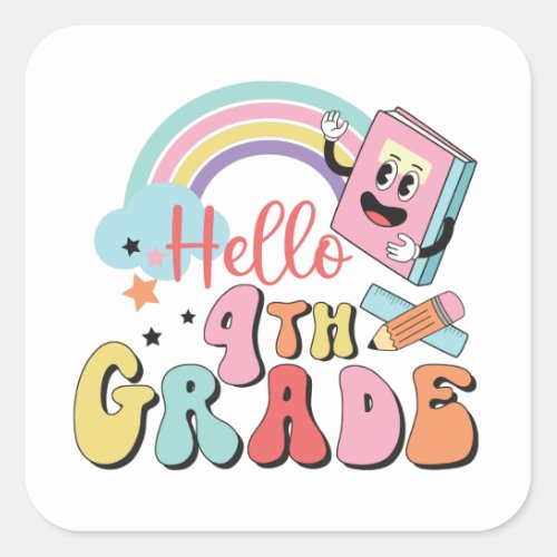 Hello 4th grade square sticker