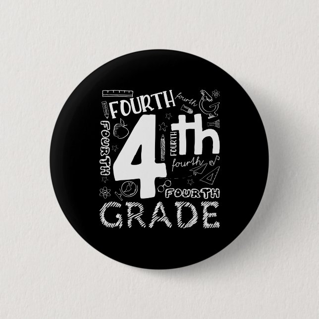 Hello 4th Grade Teacher Boys and Team Fourth Grade Button (Front)
