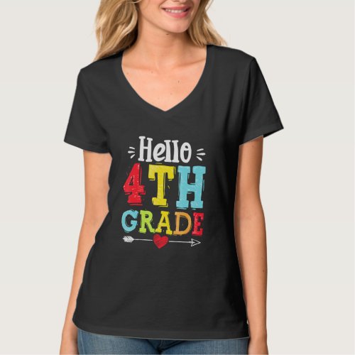 Hello 4th Grade Teacher Student First Day Back To  T_Shirt