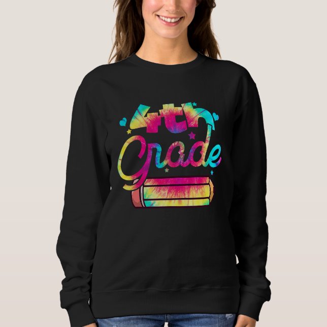 Hello 4th Grade Tie Dye Fourth Grade Teacher Kids Sweatshirt (Front)