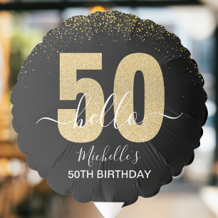 Hello 50! -Birthday 50th Women Gold glitter Balloon