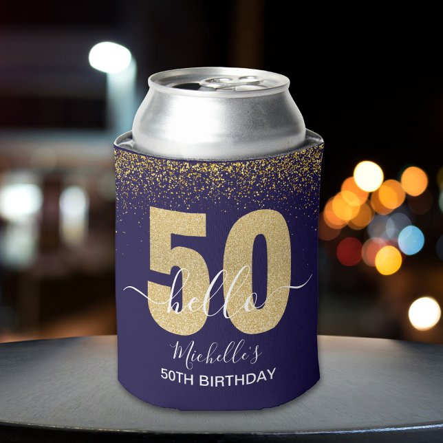 Hello 50! -Birthday - 50th Women's  Gold glitter Can Cooler (Creator Uploaded)