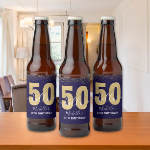 Hello 50! -Birthday - Elegant 50th Women's Beer Bottle Label